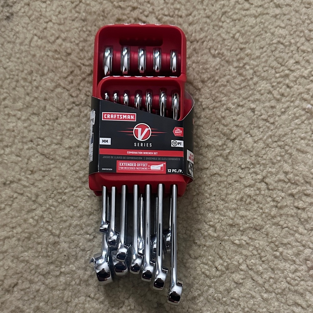 Craftsman 12-Piece Chrome Wrench Set with Red Holder